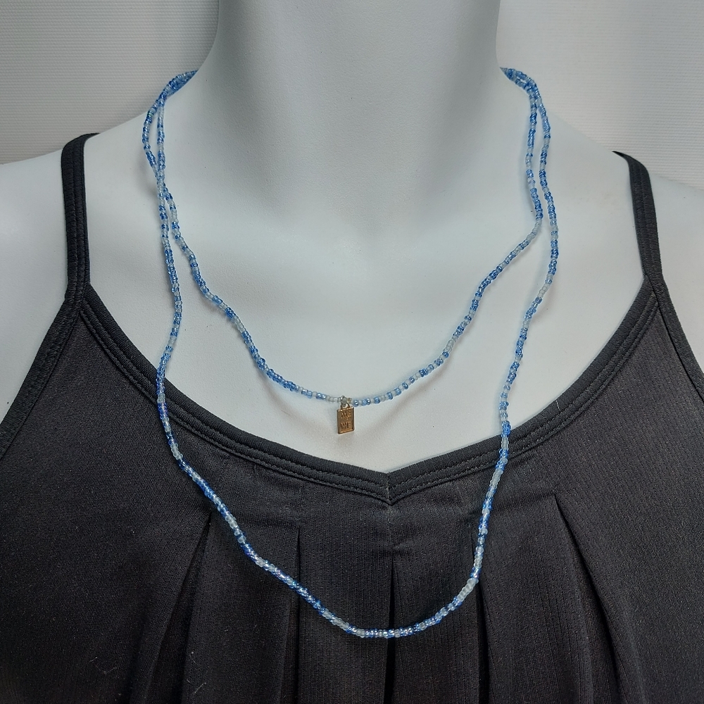 Me to We beaded Long Blue & White Necklace